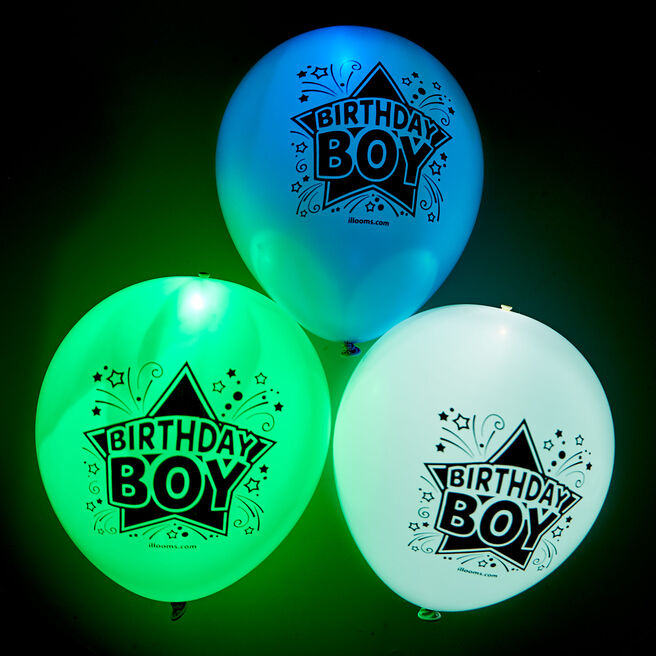 Latex Illooms Birthday Boy Light-Up Balloons - Pack of 5