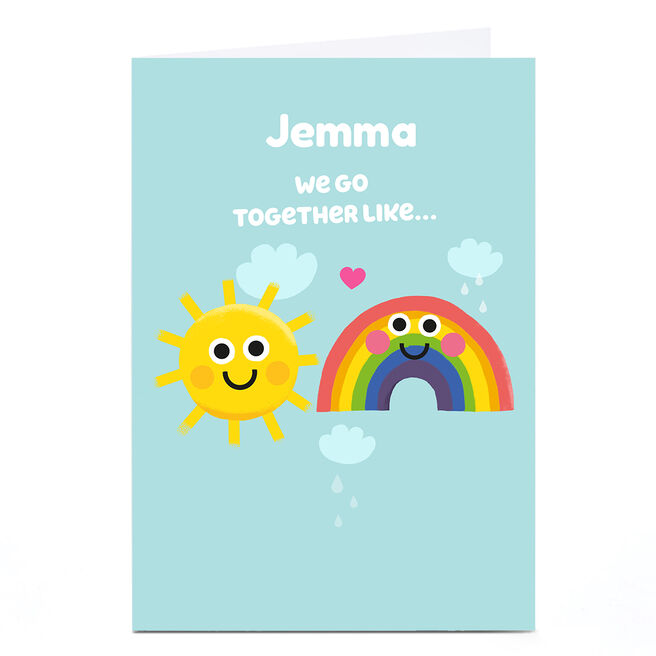 Personalised Hello Munki Valentine's Day Card - Sunshine & Rainbows