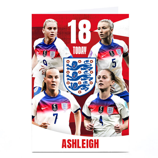 Personalised Birthday Card - Lionesses England 18 Today