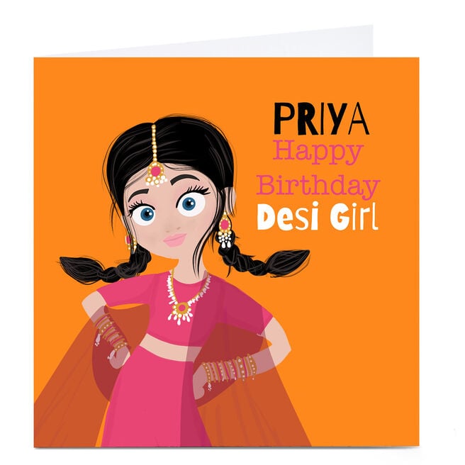 Personalised Rosha Designs Birthday Card - Desi Girl