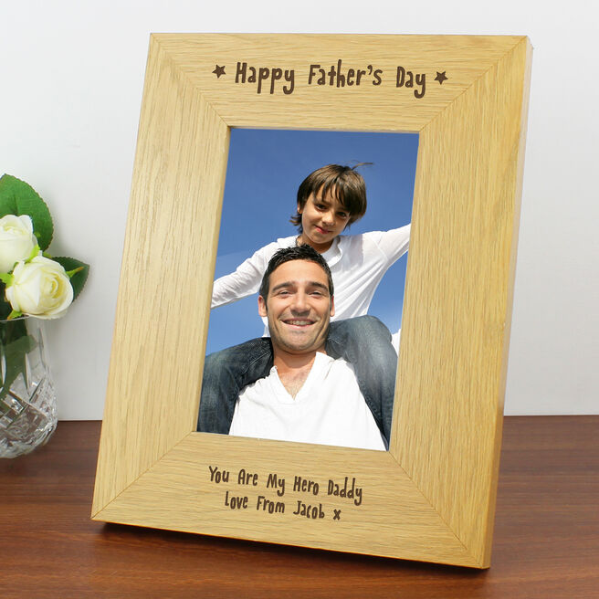 Personalised Oak Finish 6x4 Happy Father's Day Photo Frame