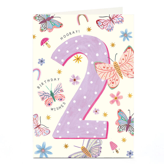 2nd Birthday Card - Hooray Butterflies