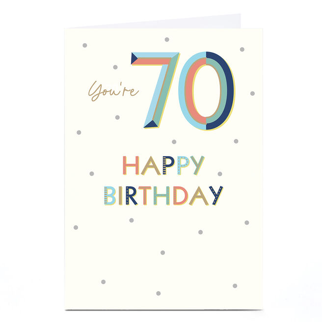 70th Birthday Card - You're 70 Silver Dots