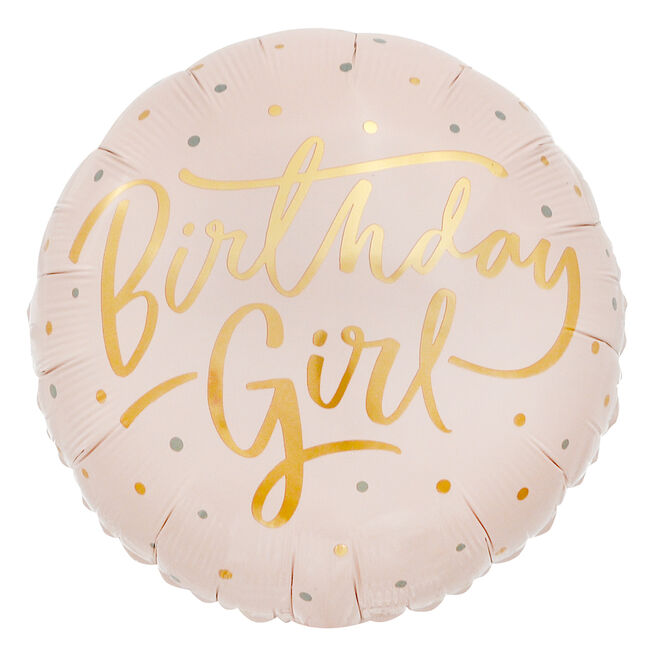 Pink & Gold Birthday Girl 18-Inch Foil Helium Balloon