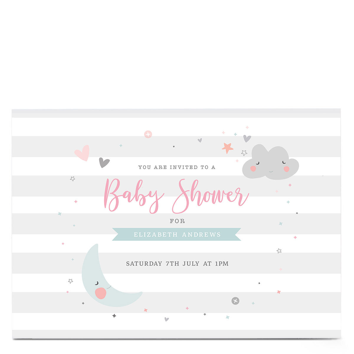 Buy Personalised Baby Shower Invitation Cloud Moon for GBP