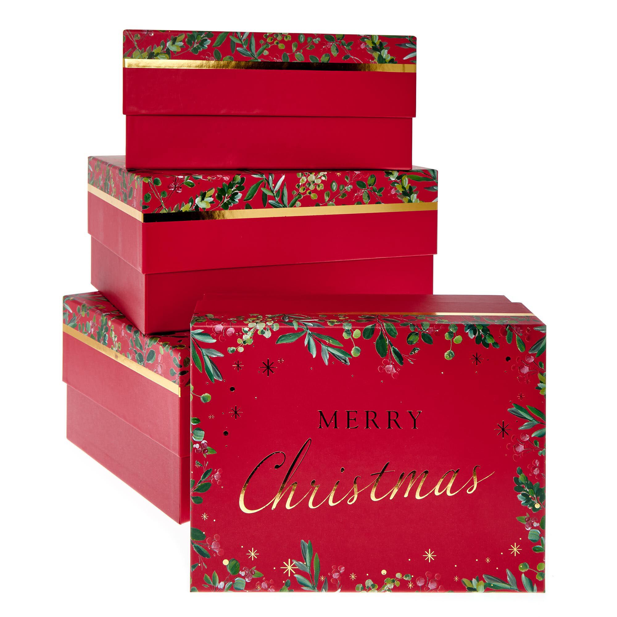 Buy Merry Christmas Foliage Gift Boxes - Set of 3 for GBP 15.46