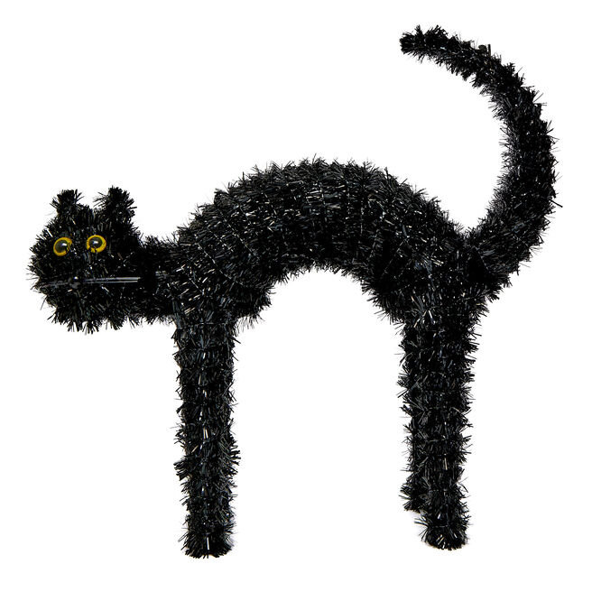 Tinsel Black Cat Decoration