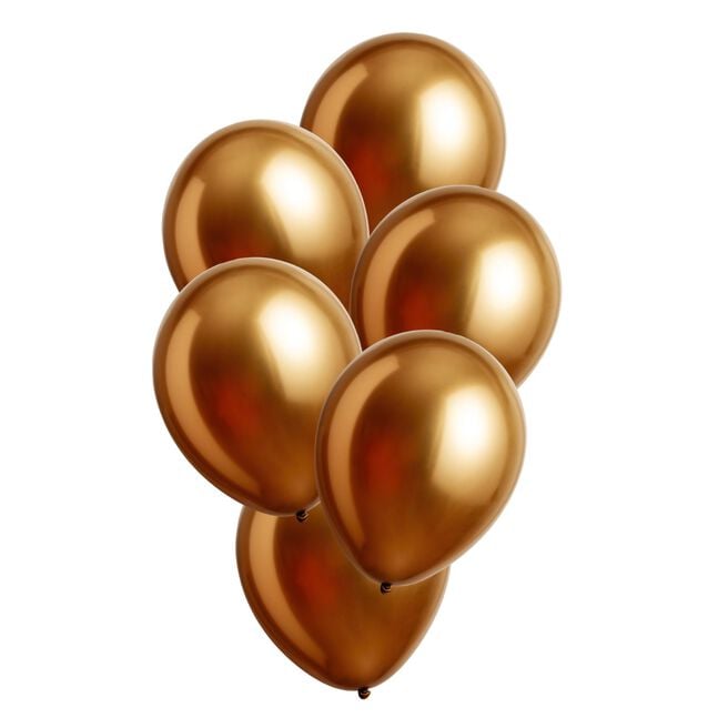 12-Inch Chrome Gold Latex Balloons - Pack of 6