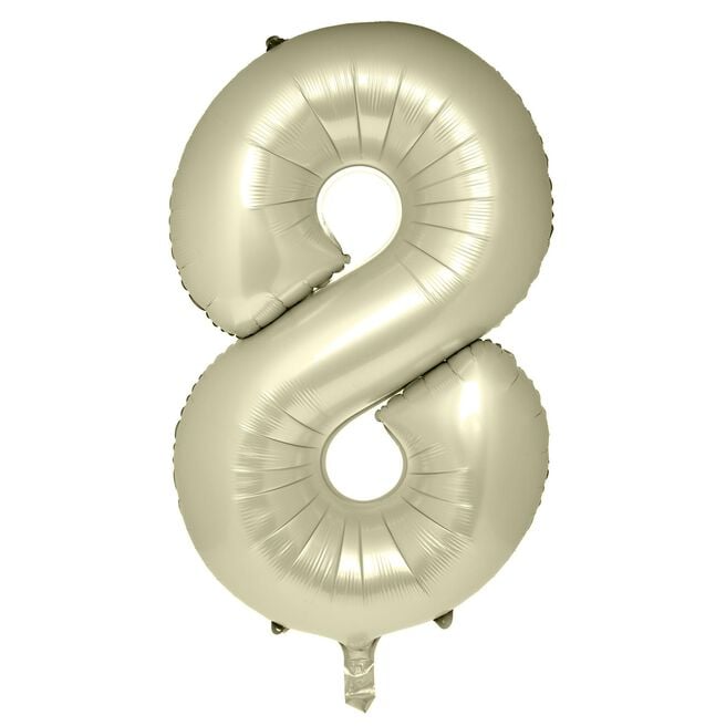 Large Cream 34-Inch Number 8 Balloon - Uninflated