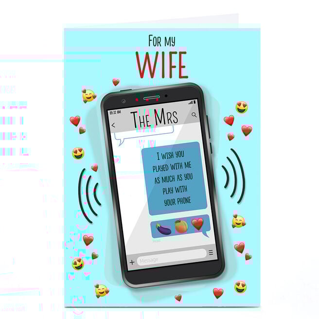 Personalised Valentine's Day Card - Naughty Text, Wife