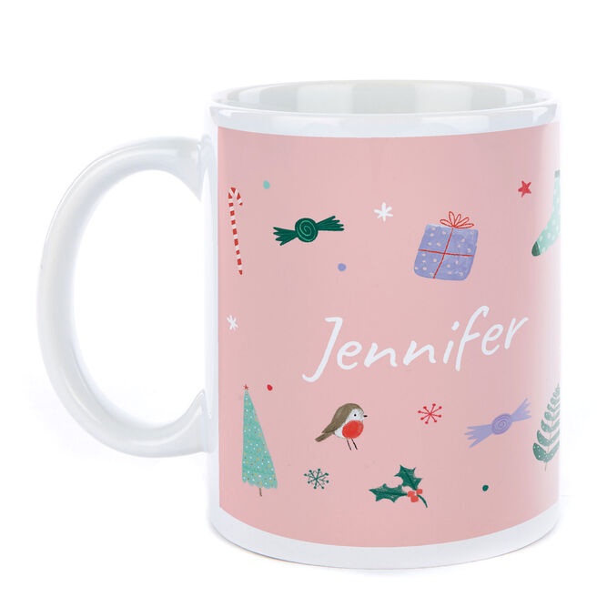 Personalised Christmas Mug - Holly Jolly Christmas Time