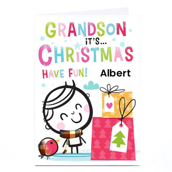 Personalised Hello Munki Christmas Card - Grandson