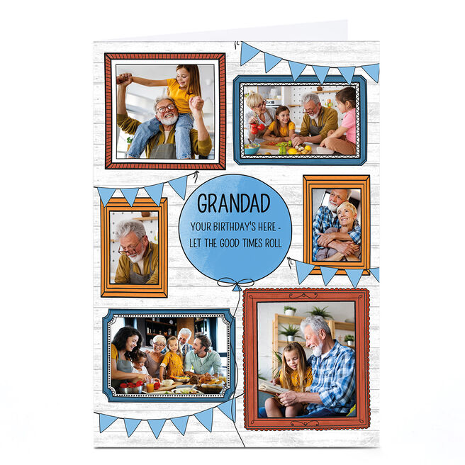 Photo Birthday Card - 6 Illustrated Frames Grandad