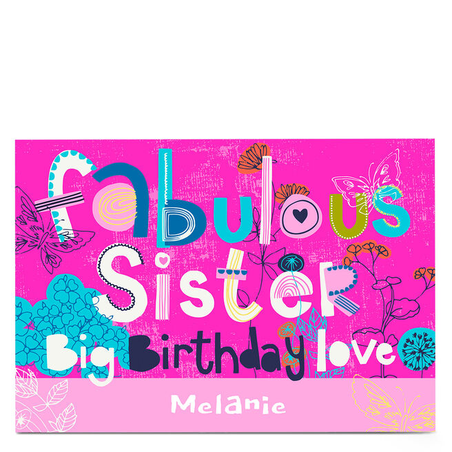 Personalised Bev Hopwood Birthday Card - Fabulous Sister