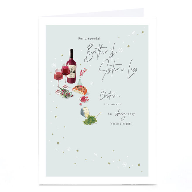 Personalised Christmas Card - Wine & Cheese, Brother & Sister-in-Law