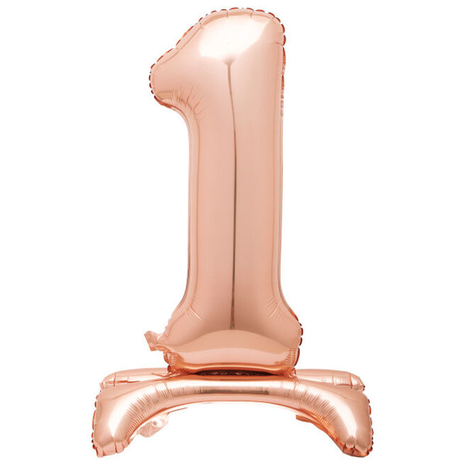 30-Inch Rose Gold Air-Fill Standing Number 1 Table Balloon