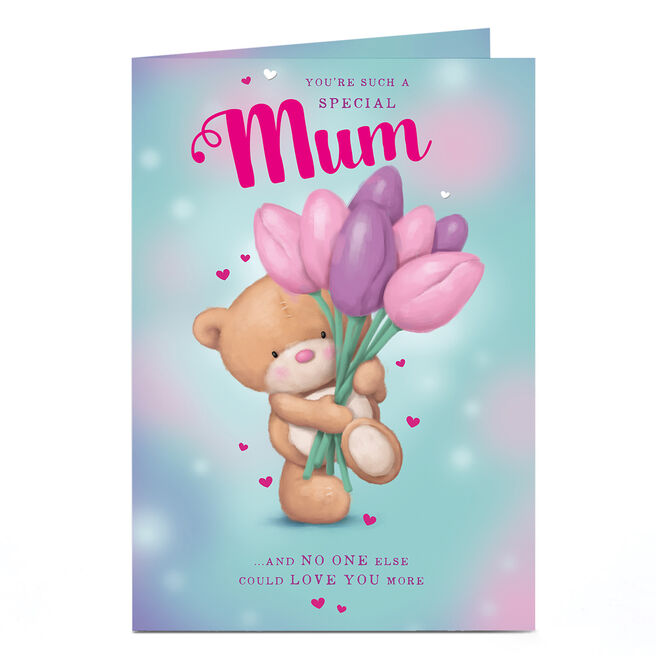 Birthday Card - Bear With Tulips, Mum