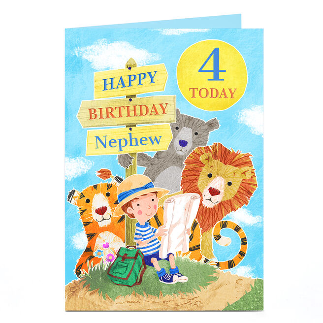 Personalised Birthday Card - Animal Explorer Nephew