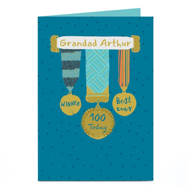 Personalised 100th Birthday Card - Medals