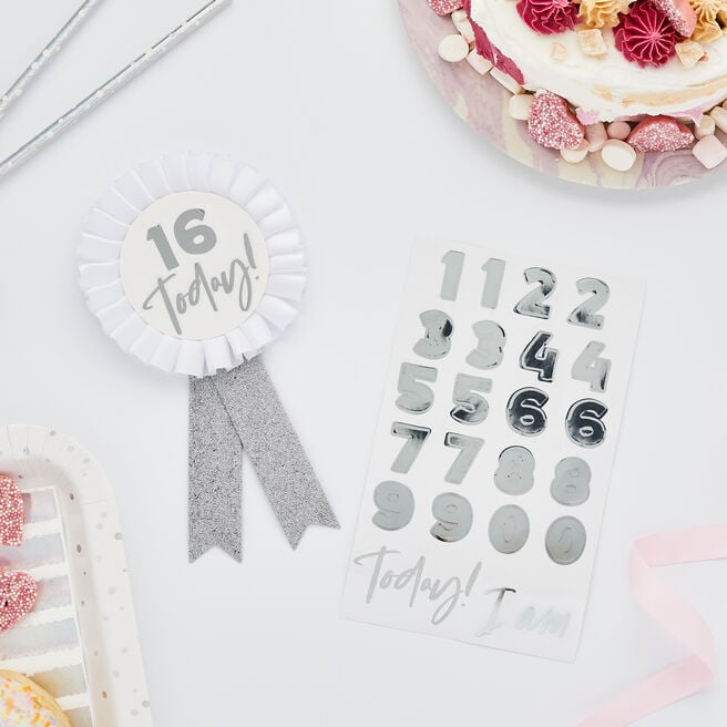 Metallic Silver Customisable Birthday Badge