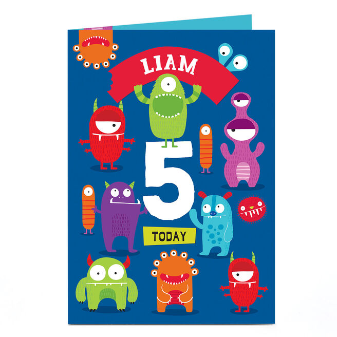 Personalised Editable Age Birthday Card - Multicoloured Monsters