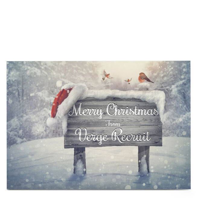 Personalised Business Christmas Card - Snowy Sign