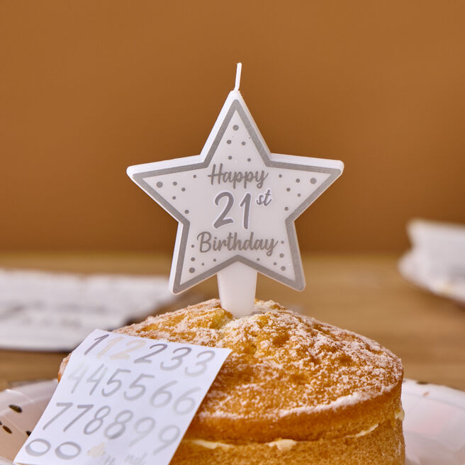 Personalised Silver Star Birthday Candle & Stickers