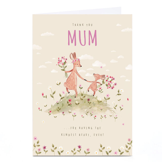 Personalised Mother's Day Card - Flower Gathering Deer, Mum
