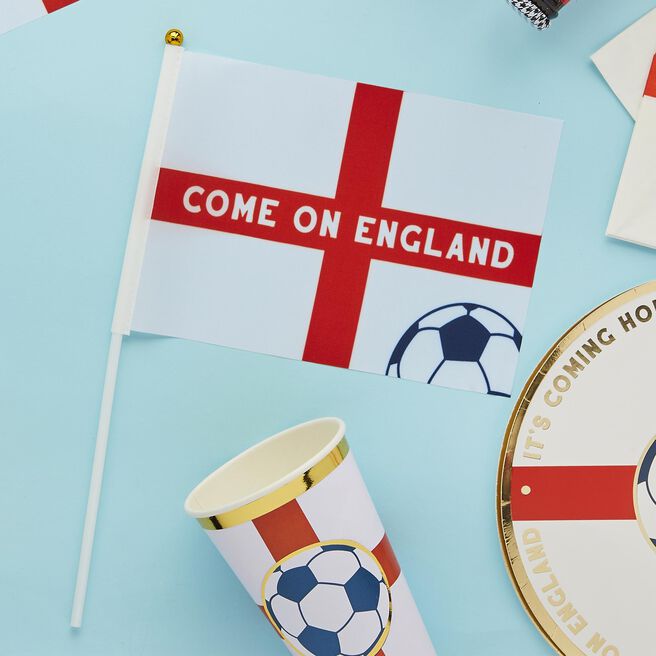 Come On England Polyester Small Waving Flags - Pack of 6