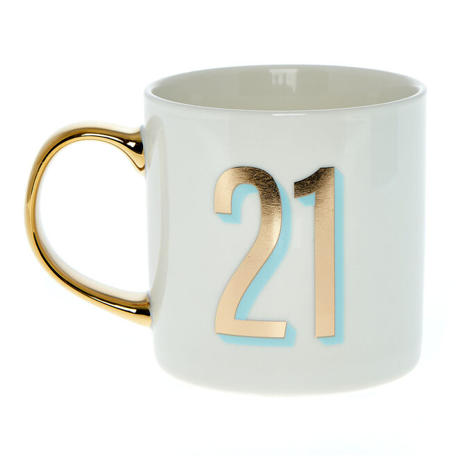 Blue & Gold 21st Birthday Mug in a Box