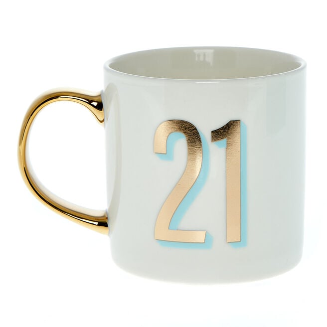 Blue & Gold 21st Birthday Mug