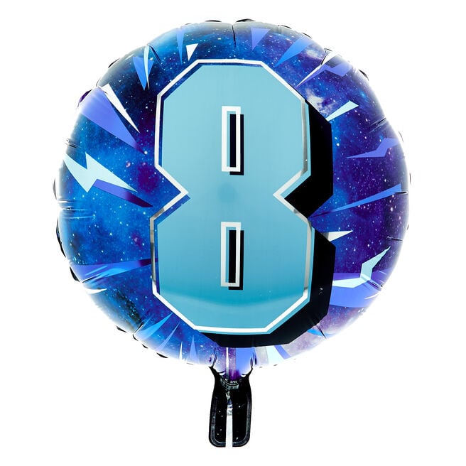 18-Inch Blue 8th Birthday Foil Helium Balloon