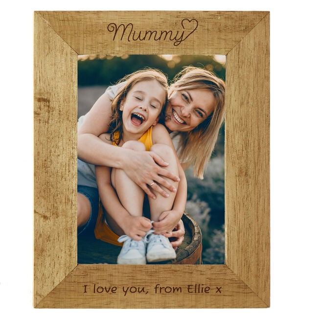 Personalised Engraved Wooden Photo Frame - Mummy Heart