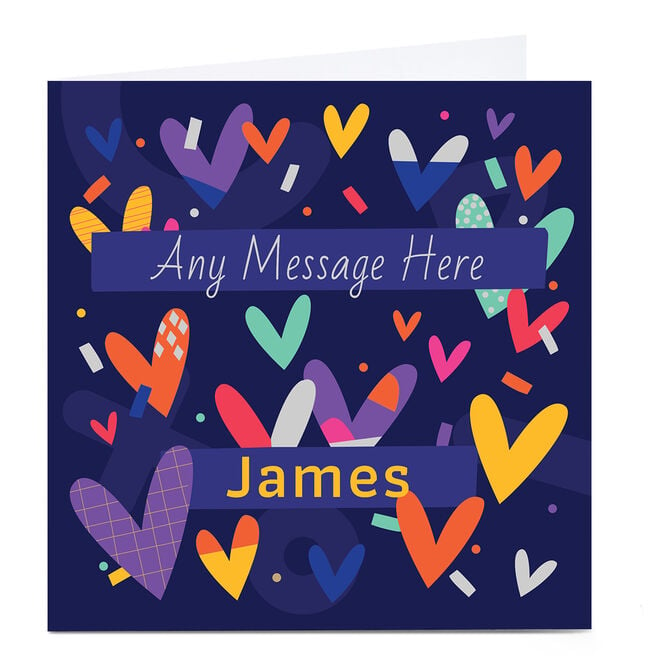 Personalised Charity Valentine's Day Card - Hearts Any Message