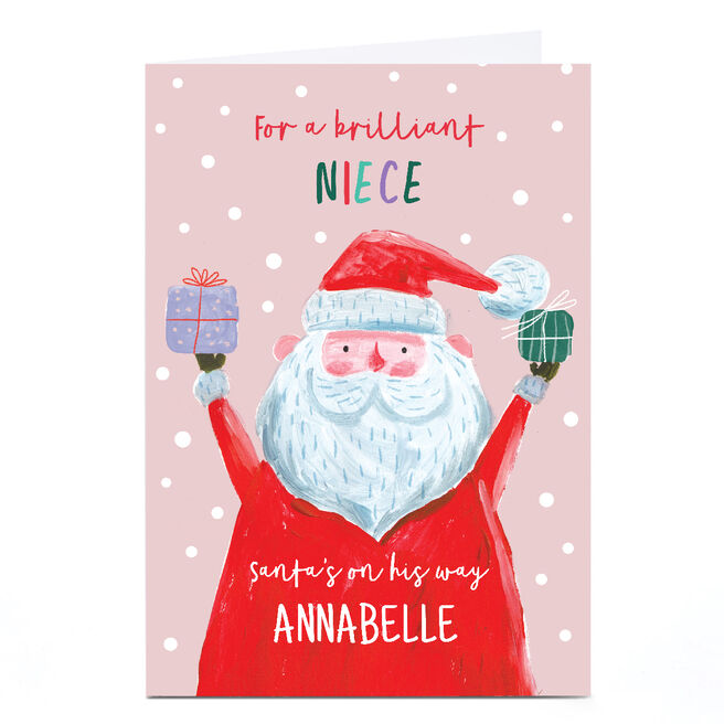 Personalised Christmas Card - Santa's on His Way, Niece