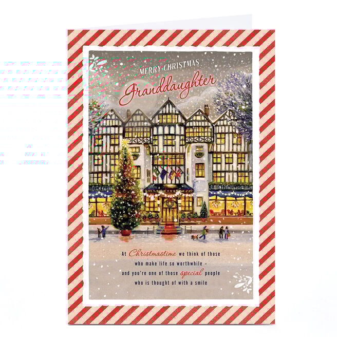 Personalised Christmas Card - Snowy Village Scene, Granddaughter