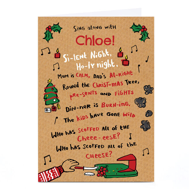 Personalised Hew Ma Christmas Card - Si-lent Night