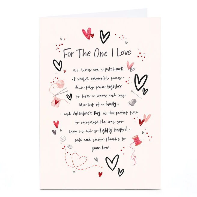 Personalised Valentine's Day Card - Cosy Blanket of a Family, One I Love