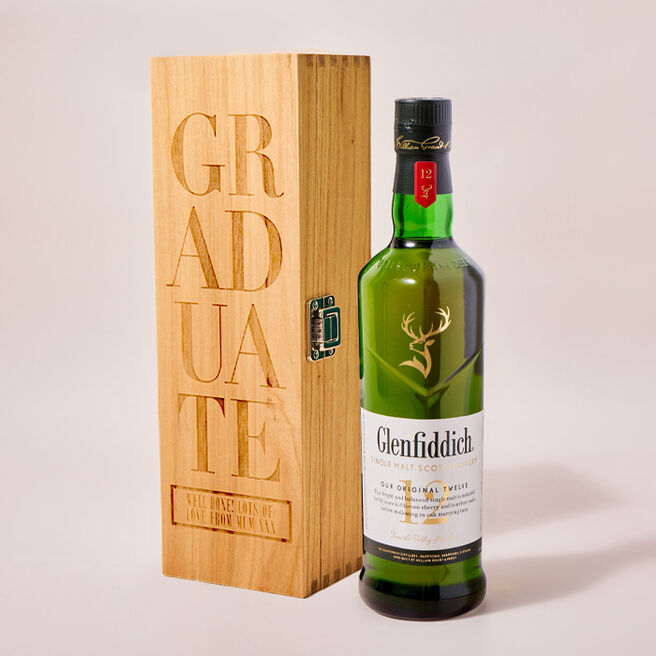 Personalised Glenfiddich Wooden Whisky Gift Box - Graduate
