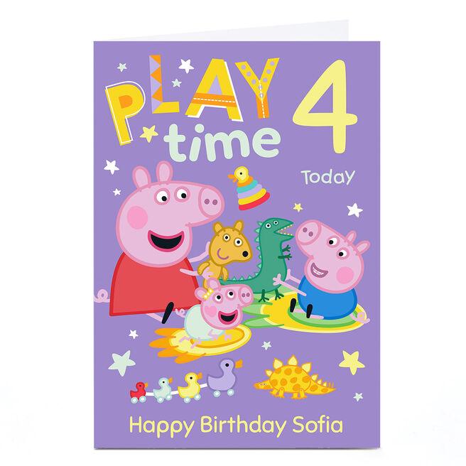 Personalised 4th Birthday Card - Peppa Pig, Any Message