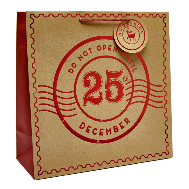 Kraft 25th December Large Square Gift Bag
