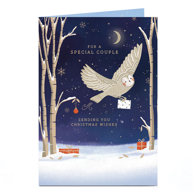 Christmas Card - Nighttime Owl With Letter, Special Couple