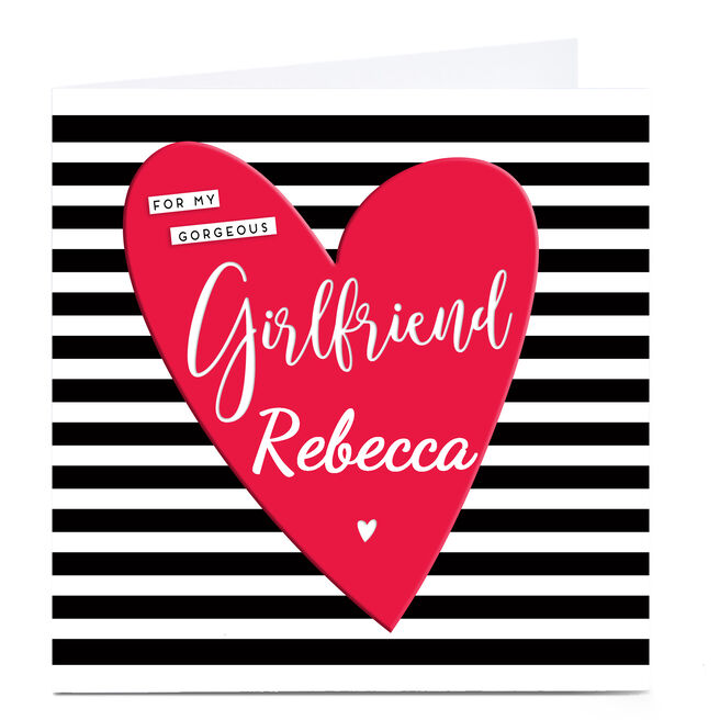 Personalised Card - Girlfriend Monochrome Stripe