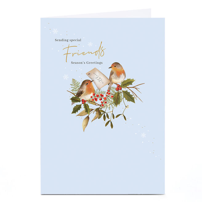 Christmas Card - Friends - Robins with envelope