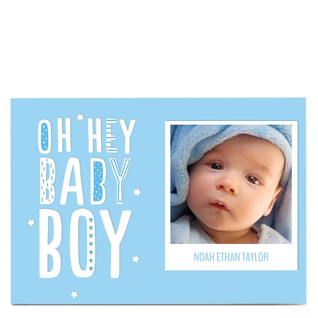Photo New Baby Card - Oh Hey Baby Boy