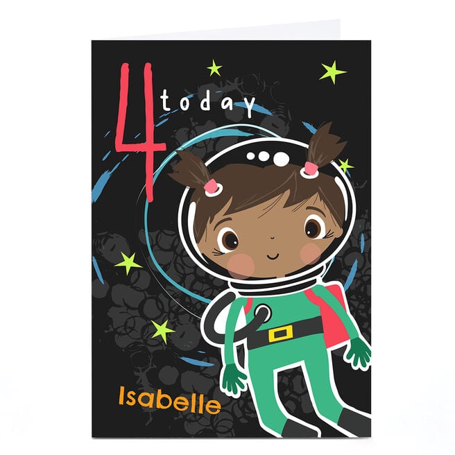 Personalised Rachel Griffin 4th Birthday Card - Space Girl
