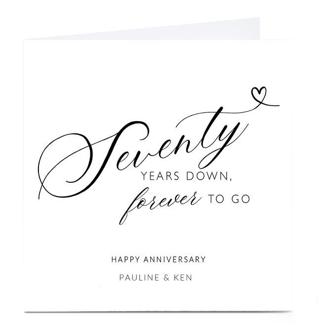 Personalised 70th Anniversary Card - Seventy Years Down