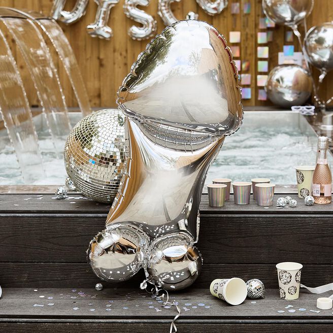 Silver Jumbo D*ck 40-Inch Foil Helium Balloon