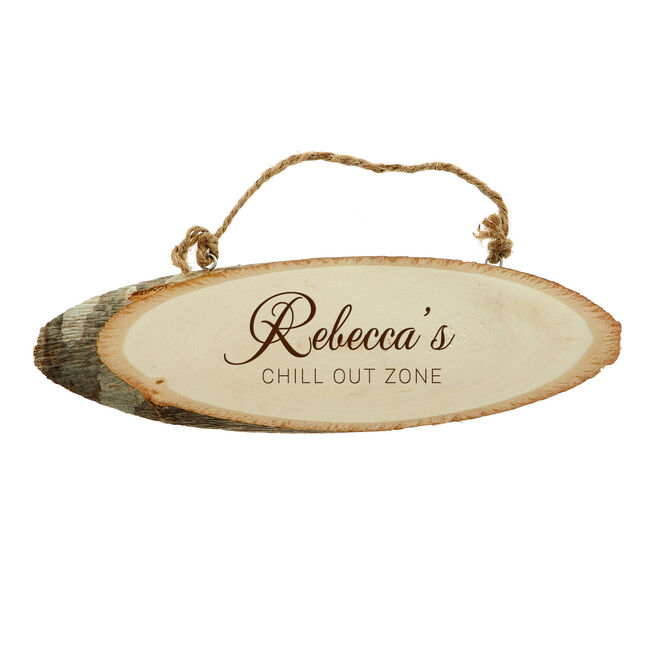 Personalised Engraved Hanging Natural Wooden Log Sign