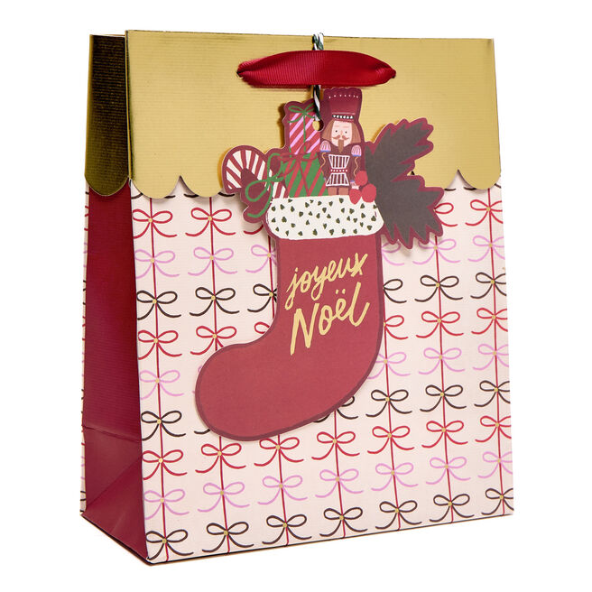 Joyeux Noel Repeat Bows Medium Portrait Gift Bag
